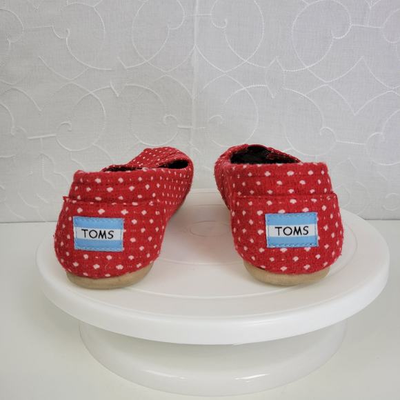 Toms Womens Shoes Size 7.5 Red White Polka Dots Closed Toe Comfy Slip On Flats - Picture 7 of 9